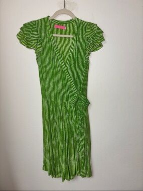NWOT Green Stripe Wrap Dress by Feather & Find
